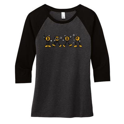 Bitcoin Cartoon Characters Women's Tri-Blend 3/4-Sleeve Raglan Shirt