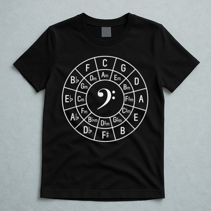 Bass Clef Circle Of Fifths Musician Composer T-Shirt