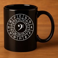 Bass Clef Circle Of Fifths Musician Composer 11oz C Handle Ceramic Mug