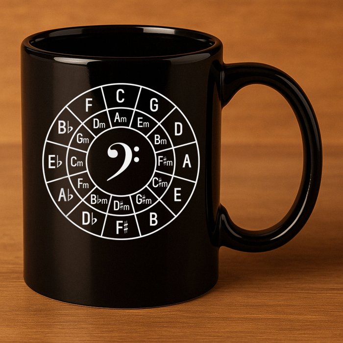 Bass Clef Circle Of Fifths Musician Composer 11oz C Handle Ceramic Mug