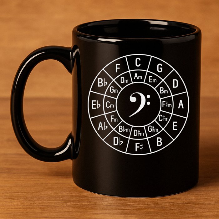 Bass Clef Circle Of Fifths Musician Composer 11oz C Handle Ceramic Mug