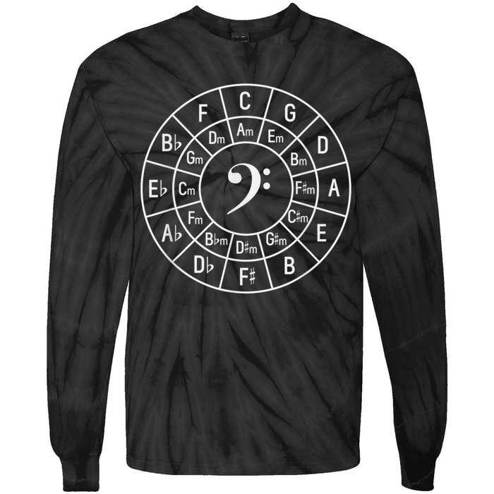 Bass Clef Circle Of Fifths Musician Composer Tie-Dye Long Sleeve Shirt