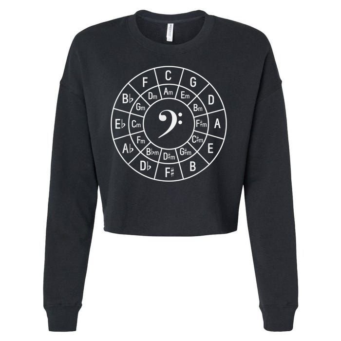 Bass Clef Circle Of Fifths Musician Composer Cropped Pullover Crew