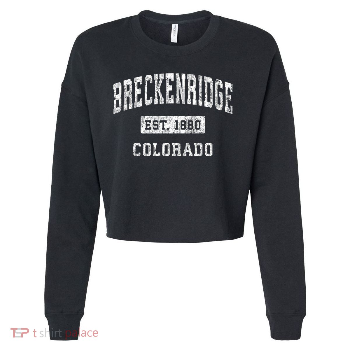 Breckenridge Colorado Co Vintage Established Sports Cropped Pullover Crew