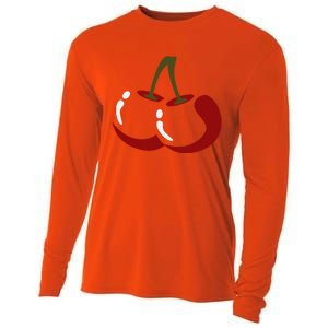 Big Cherry Costume Cute Easy Vegetable Halloween Gift Cooling Performance Long Sleeve Crew