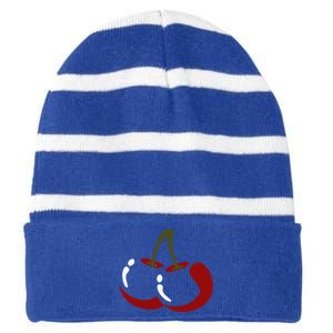 Big Cherry Costume Cute Easy Vegetable Halloween Gift Striped Beanie with Solid Band