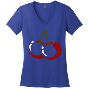 Big Cherry Costume Cute Easy Vegetable Halloween Gift Women's V-Neck T-Shirt