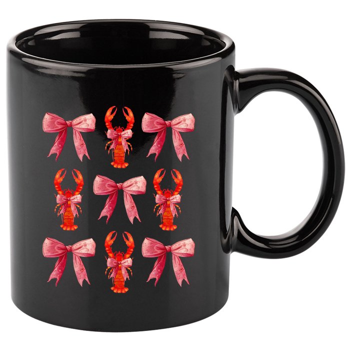 Bow Cute Coquette Crawfish 11oz C Handle Ceramic Mug