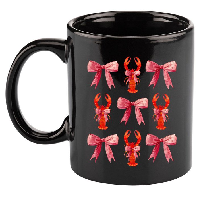 Bow Cute Coquette Crawfish 11oz C Handle Ceramic Mug