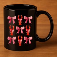 Bow Cute Coquette Crawfish 11oz C Handle Ceramic Mug