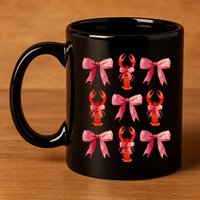 Bow Cute Coquette Crawfish 11oz C Handle Ceramic Mug