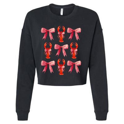 Bow Cute Coquette Crawfish Cropped Pullover Crew