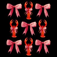 Bow Cute Coquette Crawfish Cropped Pullover Crew