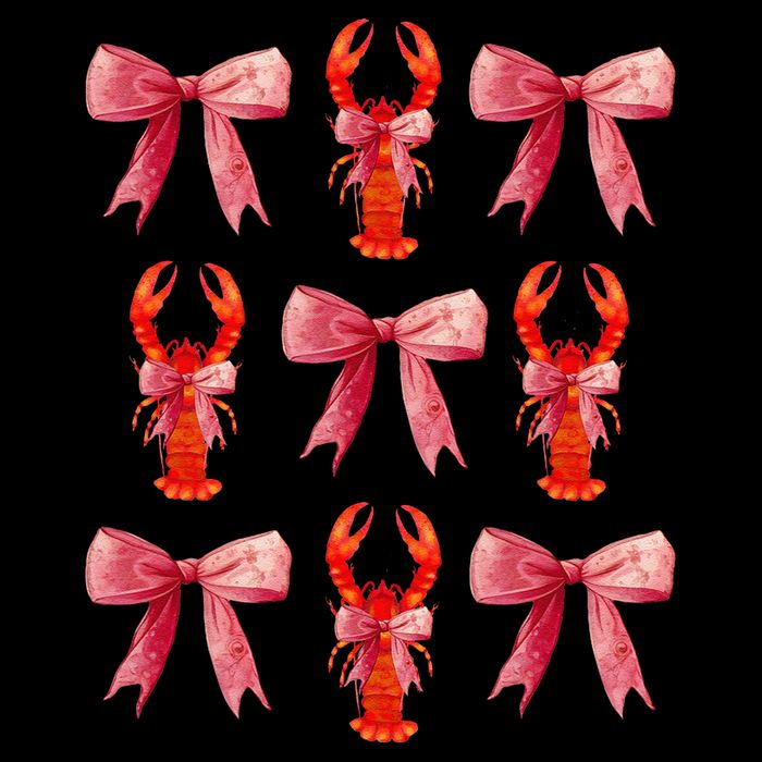 Bow Cute Coquette Crawfish Cropped Pullover Crew