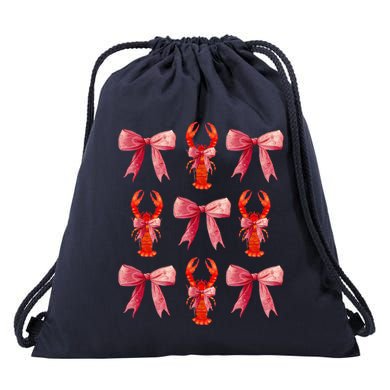 Bow Cute Coquette Crawfish Drawstring Bag