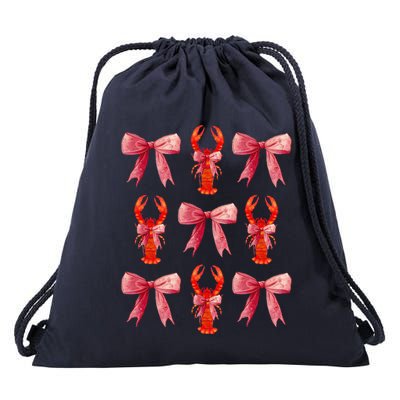 Bow Cute Coquette Crawfish Drawstring Bag