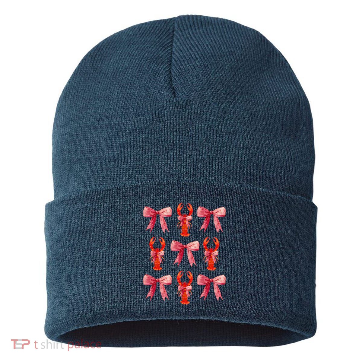 Bow Cute Coquette Crawfish Sustainable Knit Beanie