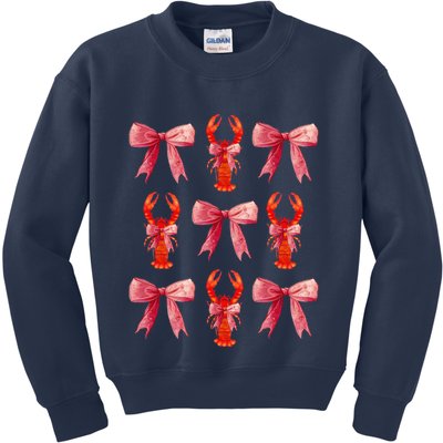 Bow Cute Coquette Crawfish Kids Sweatshirt