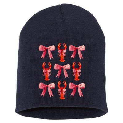 Bow Cute Coquette Crawfish Short Acrylic Beanie