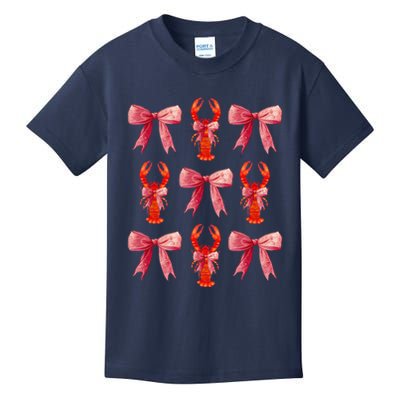 Bow Cute Coquette Crawfish Kids T-Shirt