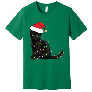 Black Cat Christmas Lights Premium T-Shirt