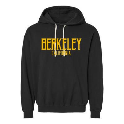 Berkeley California CA Vintage Text Amber Print Garment-Dyed Fleece Hoodie