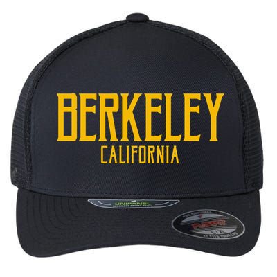 Berkeley California CA Vintage Text Amber Print Flexfit Unipanel Trucker Cap