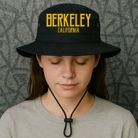 Berkeley California CA Vintage Text Amber Print Bucket Hat