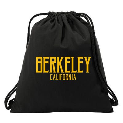 Berkeley California CA Vintage Text Amber Print Drawstring Bag