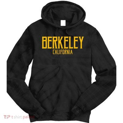 Berkeley California CA Vintage Text Amber Print Tie Dye Hoodie