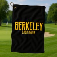 Berkeley California CA Vintage Text Amber Print Golf Towel