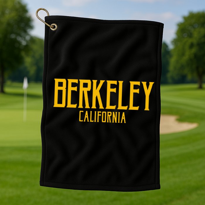 Berkeley California CA Vintage Text Amber Print Golf Towel