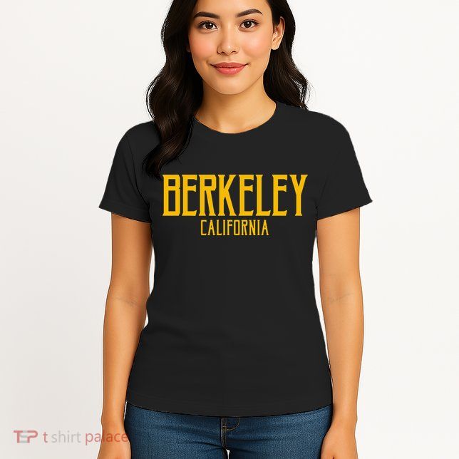 Berkeley California CA Vintage Text Amber Print Womens T-Shirt