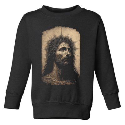 Biblical Christ Catholic Jesus Shroud of Turin Aesthetic Toddler Sweatshirt