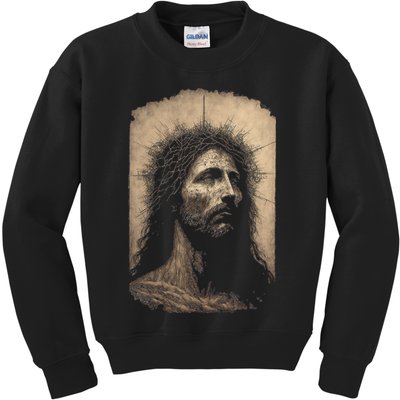 Biblical Christ Catholic Jesus Shroud of Turin Aesthetic Kids Sweatshirt