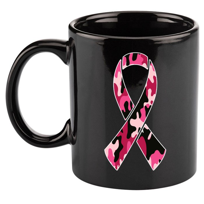 Beast Cancer Camo Ribbon 11oz C Handle Ceramic Mug