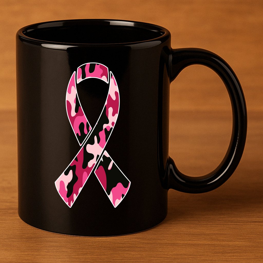 Beast Cancer Camo Ribbon 11oz C Handle Ceramic Mug
