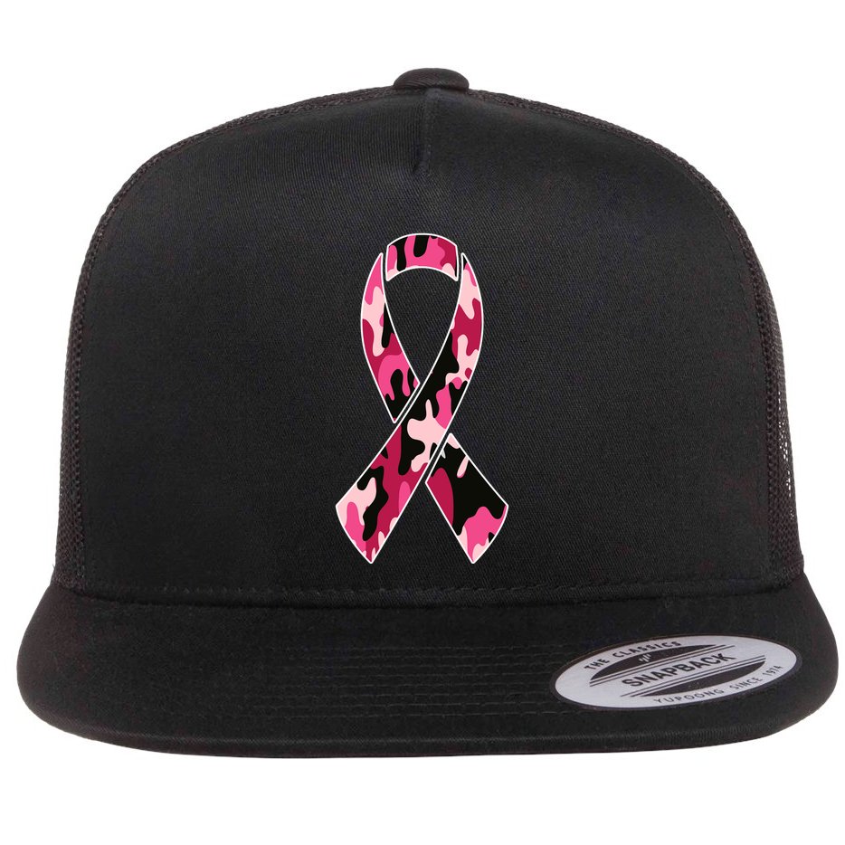 Beast Cancer Camo Ribbon Flat Bill Trucker Hat