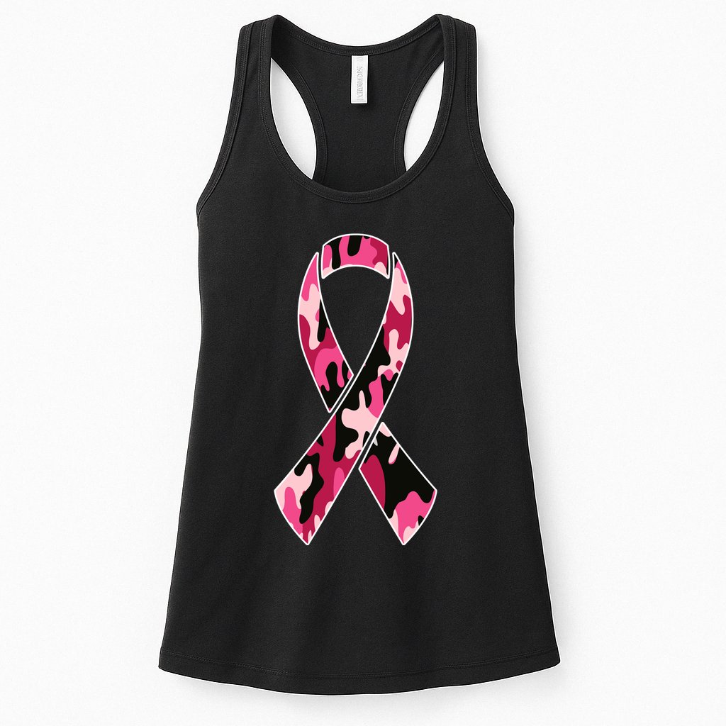 Beast Cancer Camo Ribbon Womens Tank Top