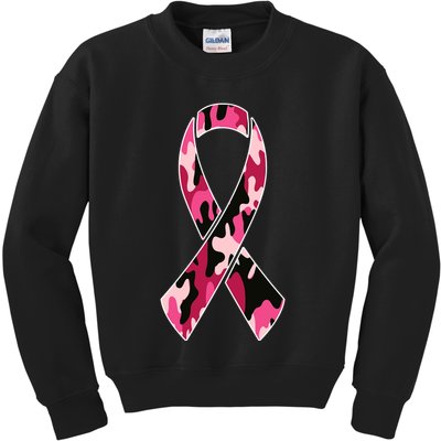 Beast Cancer Camo Ribbon Kids Sweatshirt