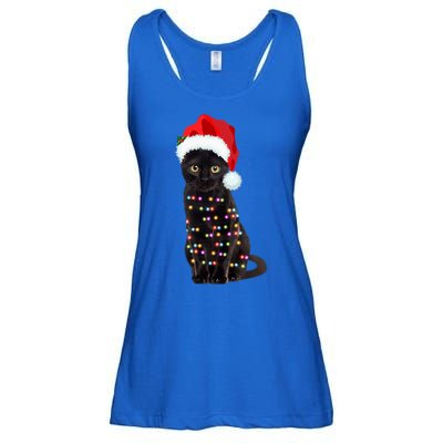 Black Cat Christmas Lights Cat Lover Christmas Gift Ladies Essential Flowy Tank