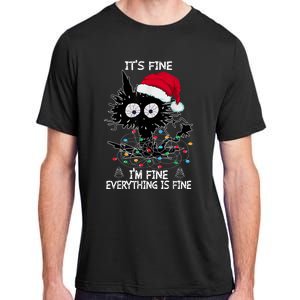 Black Cat christmas It's Fine I'm Fine Everything Is Fine Adult ChromaSoft Performance T-Shirt