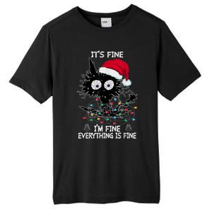 Black Cat christmas It's Fine I'm Fine Everything Is Fine Tall Fusion ChromaSoft Performance T-Shirt