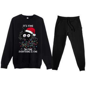 Black Cat christmas It's Fine I'm Fine Everything Is Fine Premium Crewneck Sweatsuit Set