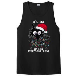 Black Cat christmas It's Fine I'm Fine Everything Is Fine PosiCharge Competitor Tank