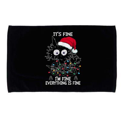 Black Cat christmas It's Fine I'm Fine Everything Is Fine Microfiber Hand Towel