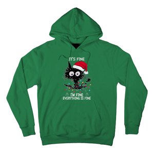 Black Cat christmas It's Fine I'm Fine Everything Is Fine Hoodie