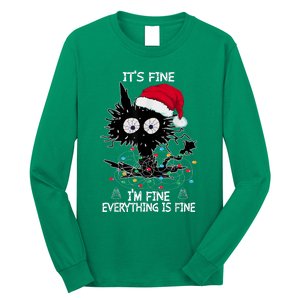 Black Cat christmas It's Fine I'm Fine Everything Is Fine Long Sleeve Shirt