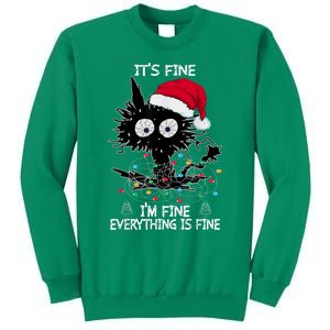 Black Cat christmas It's Fine I'm Fine Everything Is Fine Sweatshirt