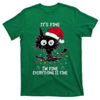 Black Cat christmas It's Fine I'm Fine Everything Is Fine T-Shirt